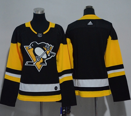 Adidas Pittsburgh Penguins Blank Black Home Authentic Women Stitched NHL Jersey->women nhl jersey->Women Jersey